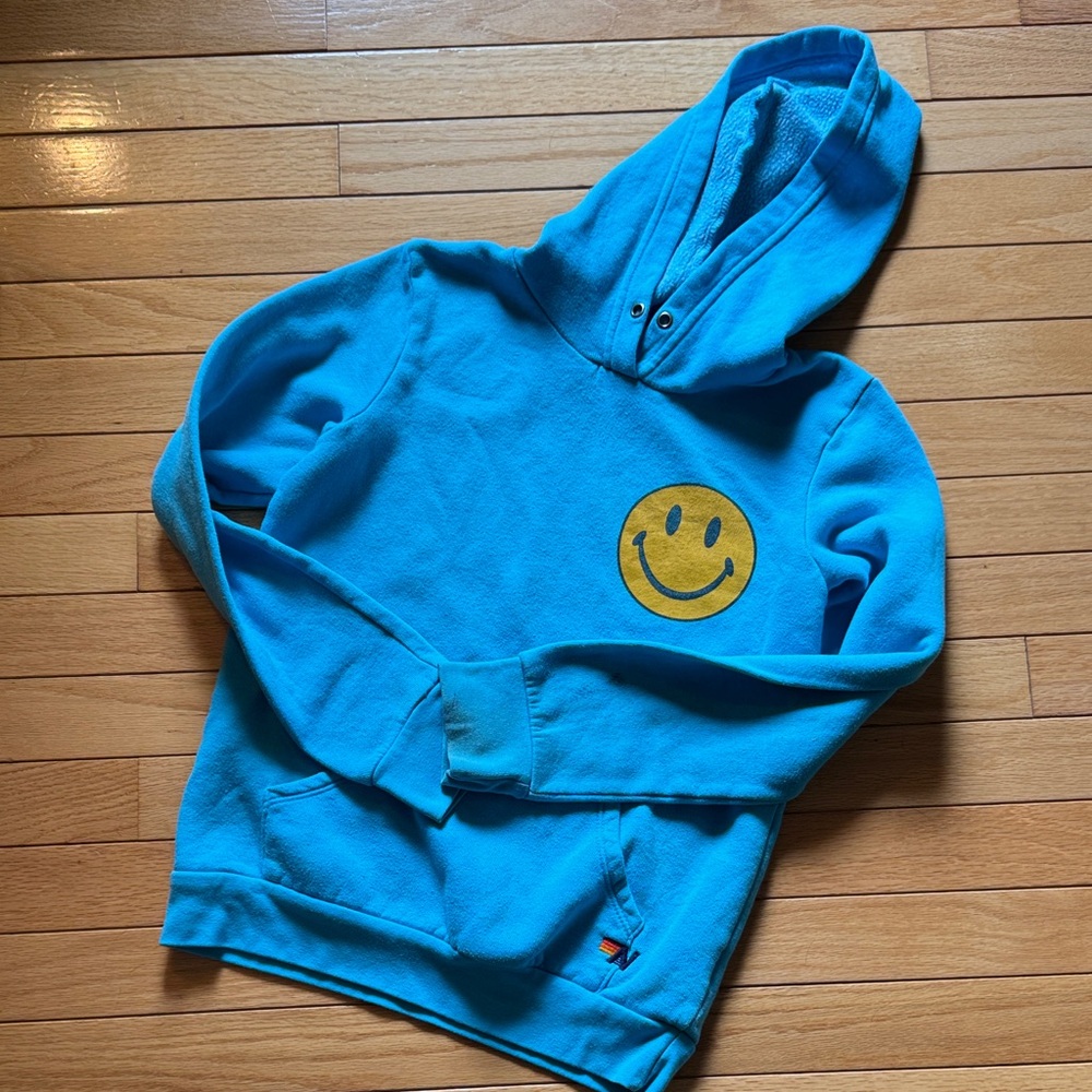 Aviator Nation Blue Smiley hoodie size 12 kids